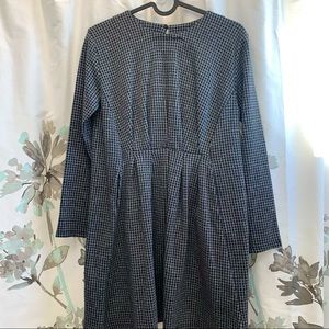 Zara girls gingham navy blue dress